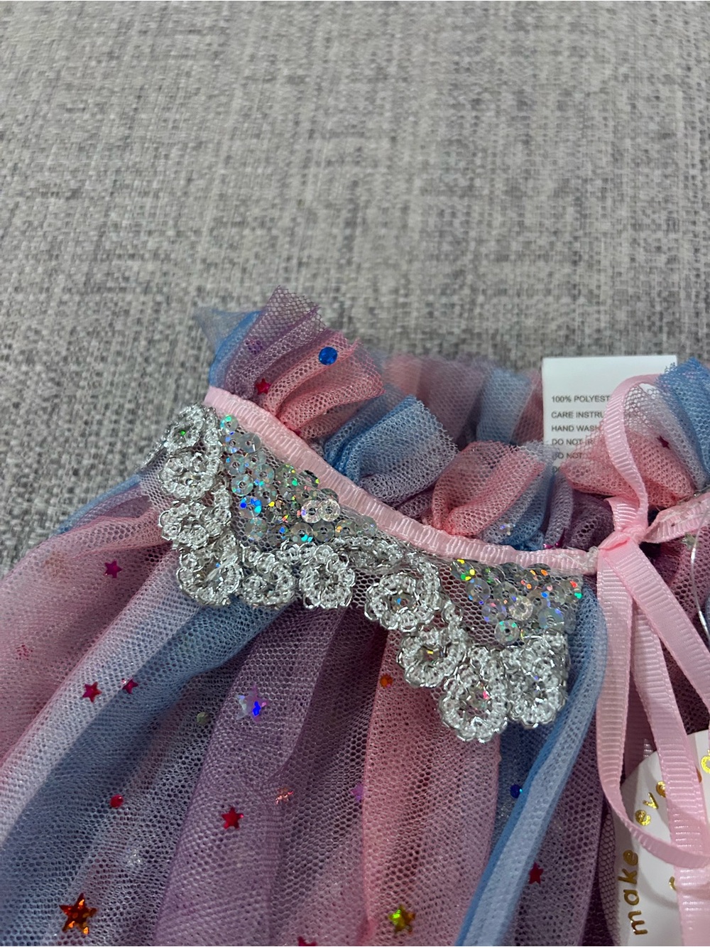 Unicorn Pastel Tulle Costume Set with Headband & Wand - Pink Purple Blue - Picture 5 of 8
